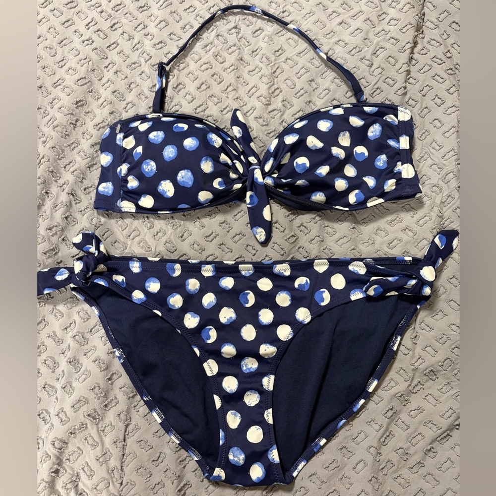 Joe Fresh Navy Polka Dot Bikini Set Size XL